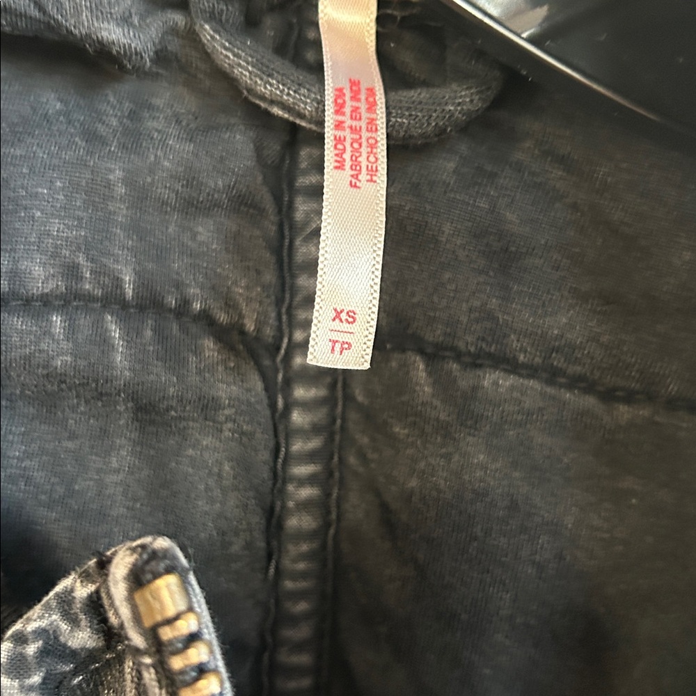 Free people Black Quilted Jacket with Red and White Stripes - Picture 3 of 3